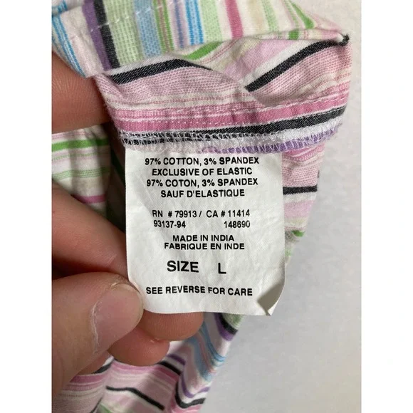 Pastel Preppy Motherhood Maternity Women Large Multi Color Striped Wrap Top - Picture 8 of 9